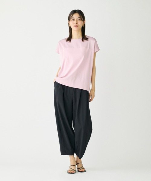 tシャツ サテン切り替えドルマンスリーブカットソー「スビン綿MIXフライス」 レディース I.T.'S. international tシャツ サテン切り替えドルマンスリーブ