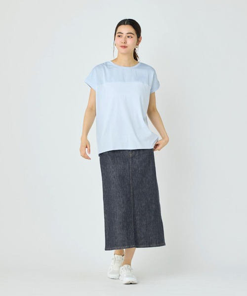 tシャツ サテン切り替えドルマンスリーブカットソー「スビン綿MIXフライス」 レディース I.T.'S. international tシャツ サテン切り替えドルマンスリーブ