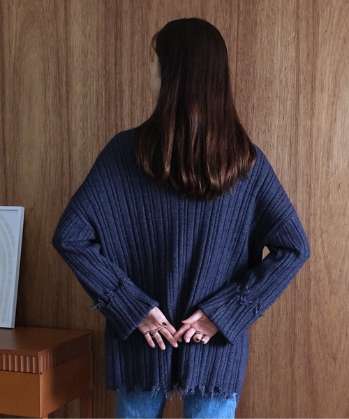 ❤️新品タグ付❤️シエルエアーCIEL&#39;AIR アシンメトリーニット　セーター CIEL'AIR ニット セーター シースルーNSニット レディース