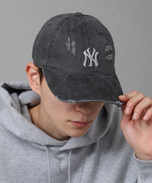 【韓国MLB Korea】ダメージ ウォッシング デニム ボールキャップ MLB Korea キャップ 帽子 「MLB KOREA/エムエルビーコリア