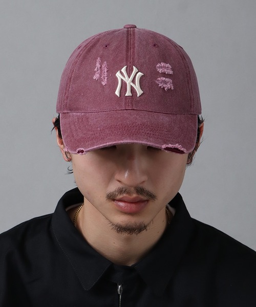 大人気‼️ MLB カリナ着用 ダメージキャップ ブラック　韓国限定 大人気‼️ MLB カリナ着用 ダメージキャップ ブラック 韓国限定