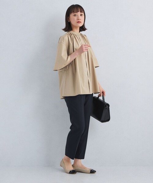 極美品✨定価2.4万　シャツ　ブラウス　袖フレア　ギャザー　比翼ボタン　洗える green label relaxing ブラウス シャツ バックフレア― ギャザー