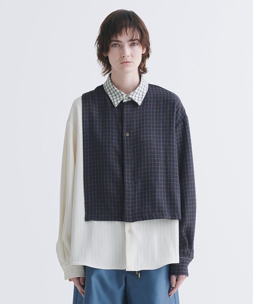 【美品】CULLNI クルニ 長袖シャツ チェック 切替デザイン 美品】CULLNI クルニ 長袖シャツ チェック 切替デザイン - トップス