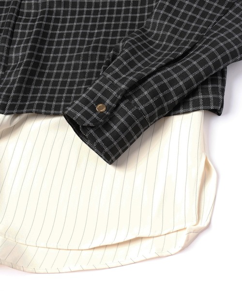 CULLNI シャツ Check Asymmetrical Stripe Long Sleeve Shirt