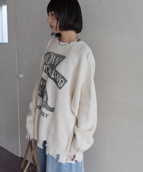 PBLIM ニット セーター 「UNISEX」ダメージキャットニット レディース