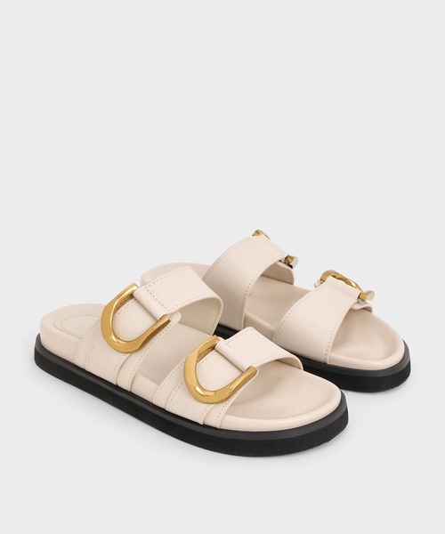 CHARLES ＆ KEITH サンダル Gabine ガビーヌ バックルレザー