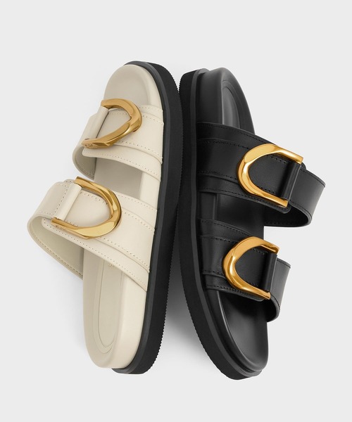 CHARLES ＆ KEITH サンダル Gabine ガビーヌ バックルレザー