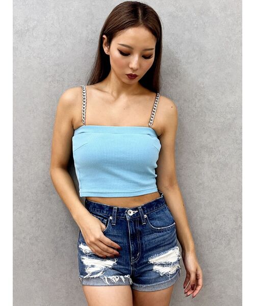 GYDA（ジェイダ） キャミソール chainストラップテレコビスチェ