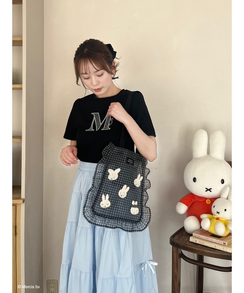 MIIA tシャツ miffy ドットチュールロゴTシャツ レディース