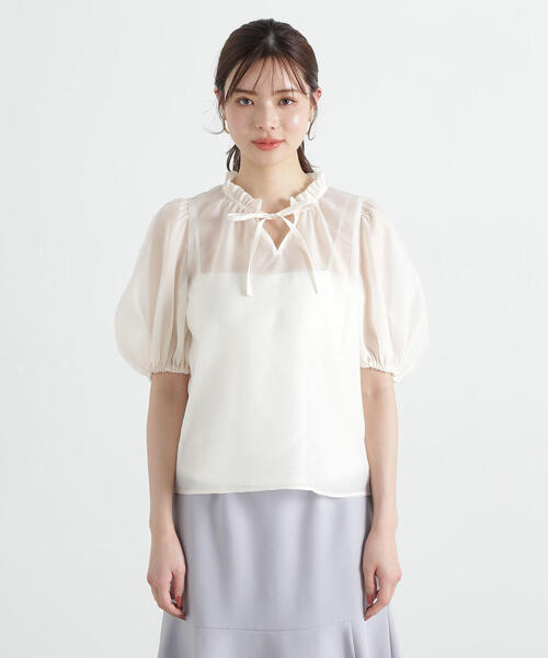 【美品】IENA ボリュームスリーブ シアー ブラウス とろみ オーバーサイズ 美品】IENA ボリュームスリーブ シアー ブラウス とろみ
