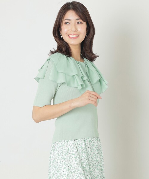 TO BE CHIC ケープデザイン レーヨンリブニット TO BE CHIC（トゥー ビー シック） ニット セーター ケープカラー