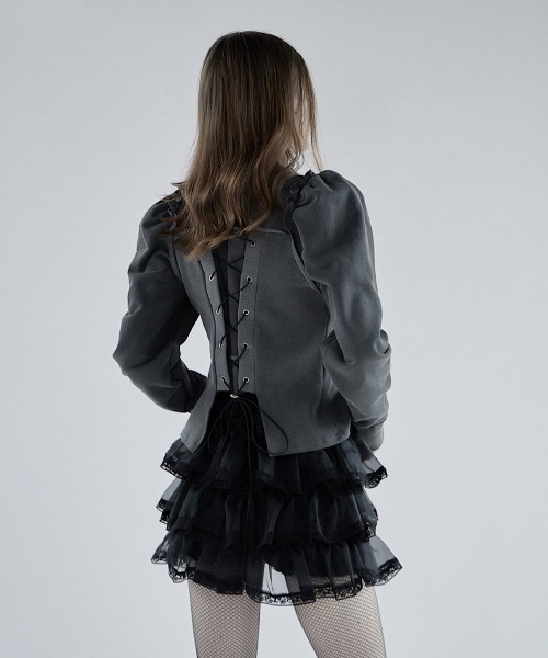 lilLilly パンツ レースオーガンジーフリルショートパンツ