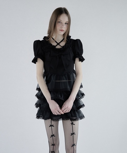 lilLilly（リルリリー） パンツ レースオーガンジーフリルショート
