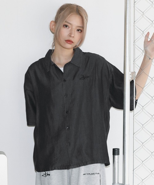 シャツ 半袖 テンセルデニムハーフスリーブ短丈シャツ「UNISEX