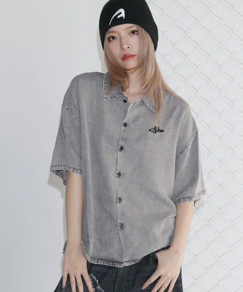 シャツ テンセルデニムハーフスリーブ短丈シャツ「UNISEX