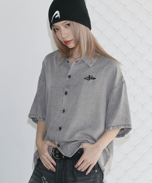 シャツ テンセルデニムハーフスリーブ短丈シャツ「UNISEX」 メンズ