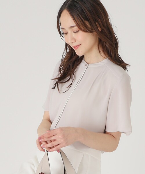 ブラウス シャツ 「洗える」配色デザインのブラウス レディース