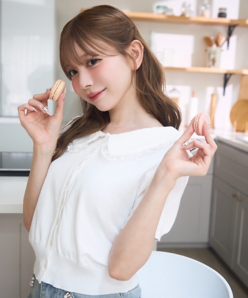 TITTY＆CO. カーディガン レースセーラーカーディガン