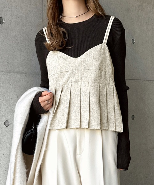 andme（アンドミー） キャミソール サマーツイードプリーツ