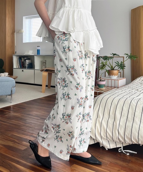 パンツ スモールフラワー イージーワイドパンツ レディース : ZOZOTOWN