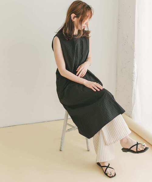 ゆな ノースリーブ ワンピース ITEMS URBANRESEARCH ワンピース サッカーノースリーブ