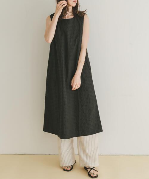 美品☆ファビアナフィリッピ　シアサッカーワンピース　ノースリーブ　ラインストーン ITEMS URBANRESEARCH（アイテムズ アーバンリサーチ） ワンピース