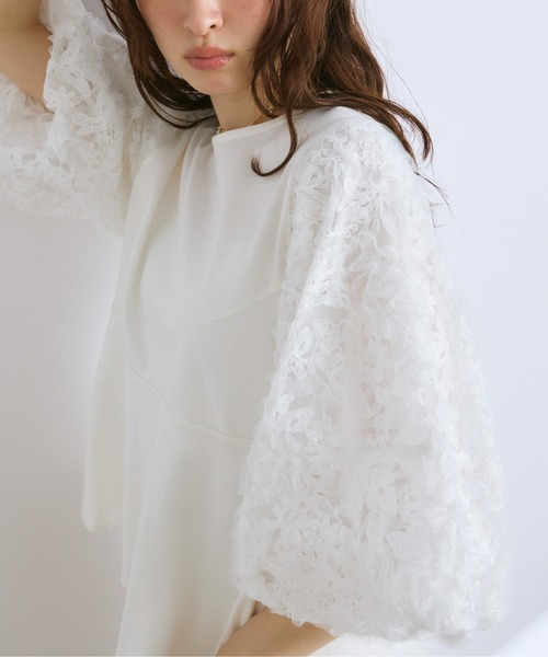 tシャツ 「気になる部分のカバー力抜群」お袖ボリュームレースカットソー レディース