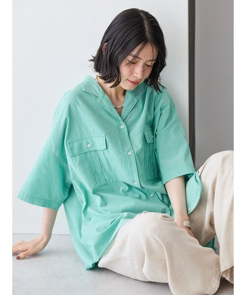 「AMERICAN HOLIC」 7分袖チュニック M カーキ レディース