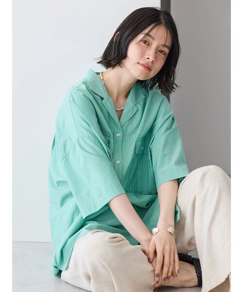 「AMERICAN HOLIC」 7分袖チュニック M カーキ レディース