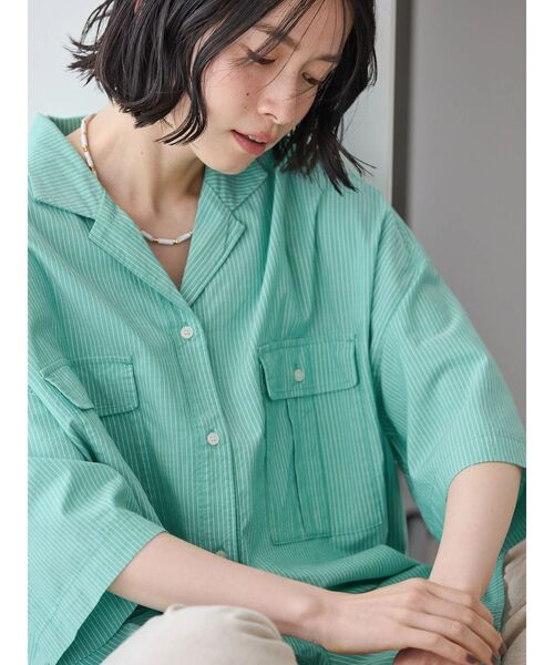 「AMERICAN HOLIC」 7分袖チュニック M カーキ レディース