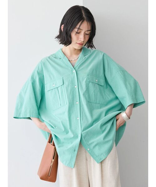 「AMERICAN HOLIC」 7分袖チュニック M カーキ レディース