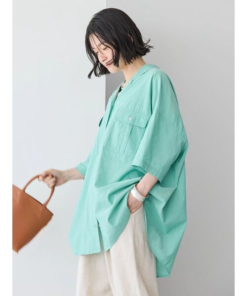 「AMERICAN HOLIC」 7分袖チュニック M カーキ レディース