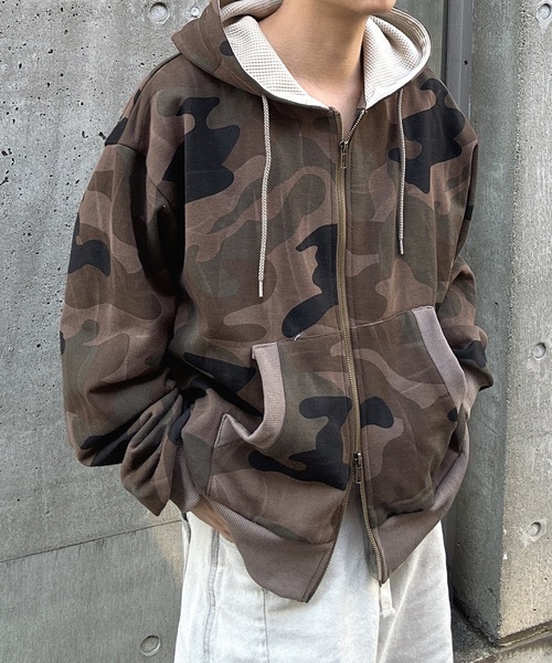 MandO（エムオー） パーカー ウッドランドカモダブルフェイスジップ