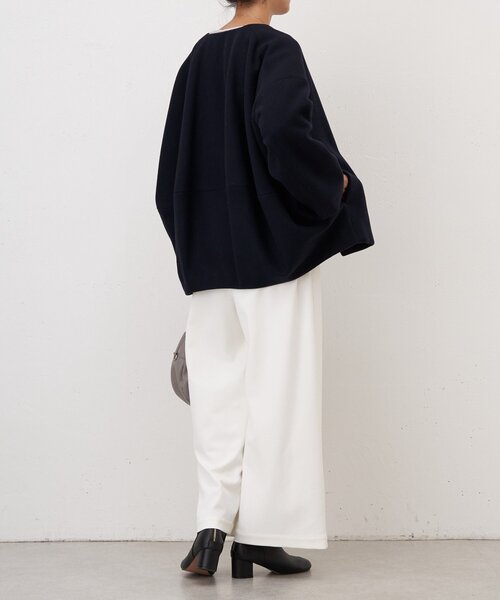 BEARDSLEY ノーカラーコート コート 後ろぷっくりウールショート