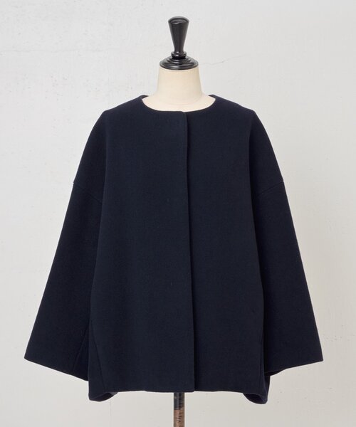 BEARDSLEY ノーカラーコート コート 後ろぷっくりウールショート