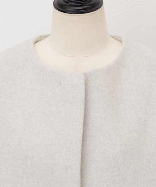 BEARDSLEY ノーカラーコート コート 後ろぷっくりウールショート