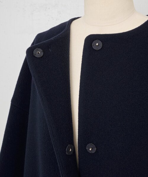 BEARDSLEY ウール ノーカラー ニット コート ジャケット BEARDSLEY ウール ノーカラー ニット コート ジャケット