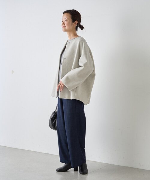 BEARDSLEY（ビアズリー） ノーカラーコート コート 後ろぷっくりウール