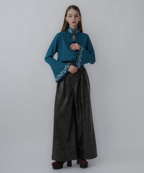 完売色⭐HARE 2WAYシシュウブラウス刺繍ハイネックリボンフレアオケージョン HARE（ハレ）の「2WAYシシュウブラウス(HARE)（シャツ/ブラウス）」 - WEAR