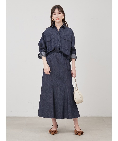 「Mila Owen」 長袖シャツ 0 インディゴブルー レディース_画像3