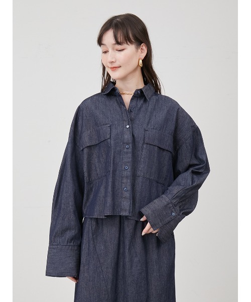 「Mila Owen」 長袖シャツ 0 インディゴブルー レディース_画像9