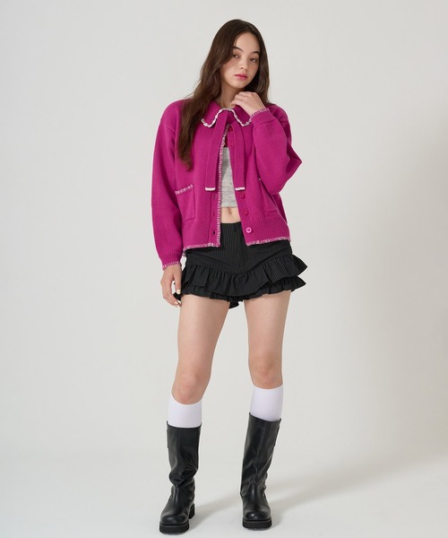 TINA：JOJUN（ティーナジョジュン） パンツ ピンストライプ ティアード