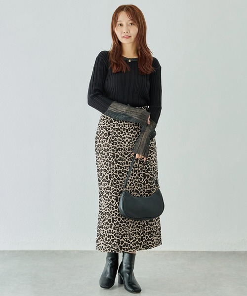 LAVEANGE（ラビアンジェ） スカート レオパードジャガードスカート
