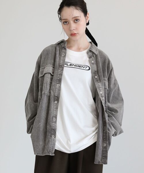 ELENCARE DUE ブラウス シャツ ケミカルコーデュロイシャツ レディース