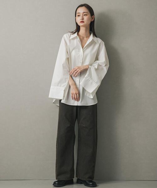 【美品】ルフィル TRツイルスリットスリーブ　バンドカラー　シャツ　ブラウス SENSE OF PLACE by URBAN RESEARCH ブラウス シャツ スリットスリーブ