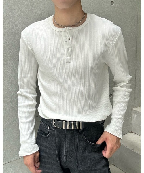 Otte ヘンリーネック tシャツ スリムヘンリーネックトップス メンズ