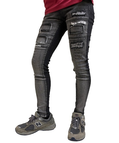 試しのみ メンズ CKJS ブラック コート 1 cook jeans Cook jeans（クックジーンズ） ジーンズ メッセージプリント 切替