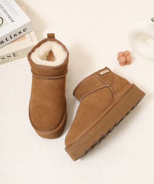 FUNALIVE（ファンアライブ） ブーツ L.B.Evans Dede 厚底ムートン