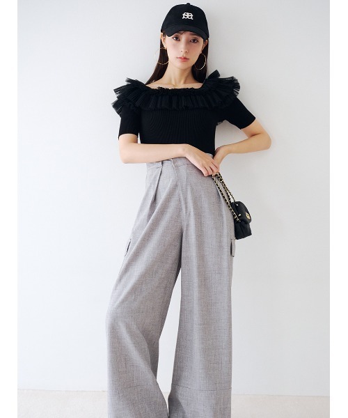 「SNIDEL」 半袖ニット FREE ブラック レディース_画像4