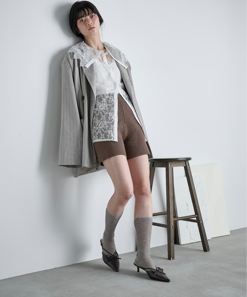 biyonn出品です THE Yon パンツ リブニットバイカーパンツ レディース : ZOZOTOWN